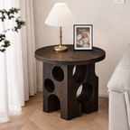 Handcrafted Solid Wood Sculptural Side Table – Modern Geometric Accent