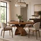 Round Dining Table – Solid Wood Table with Sculptural Base