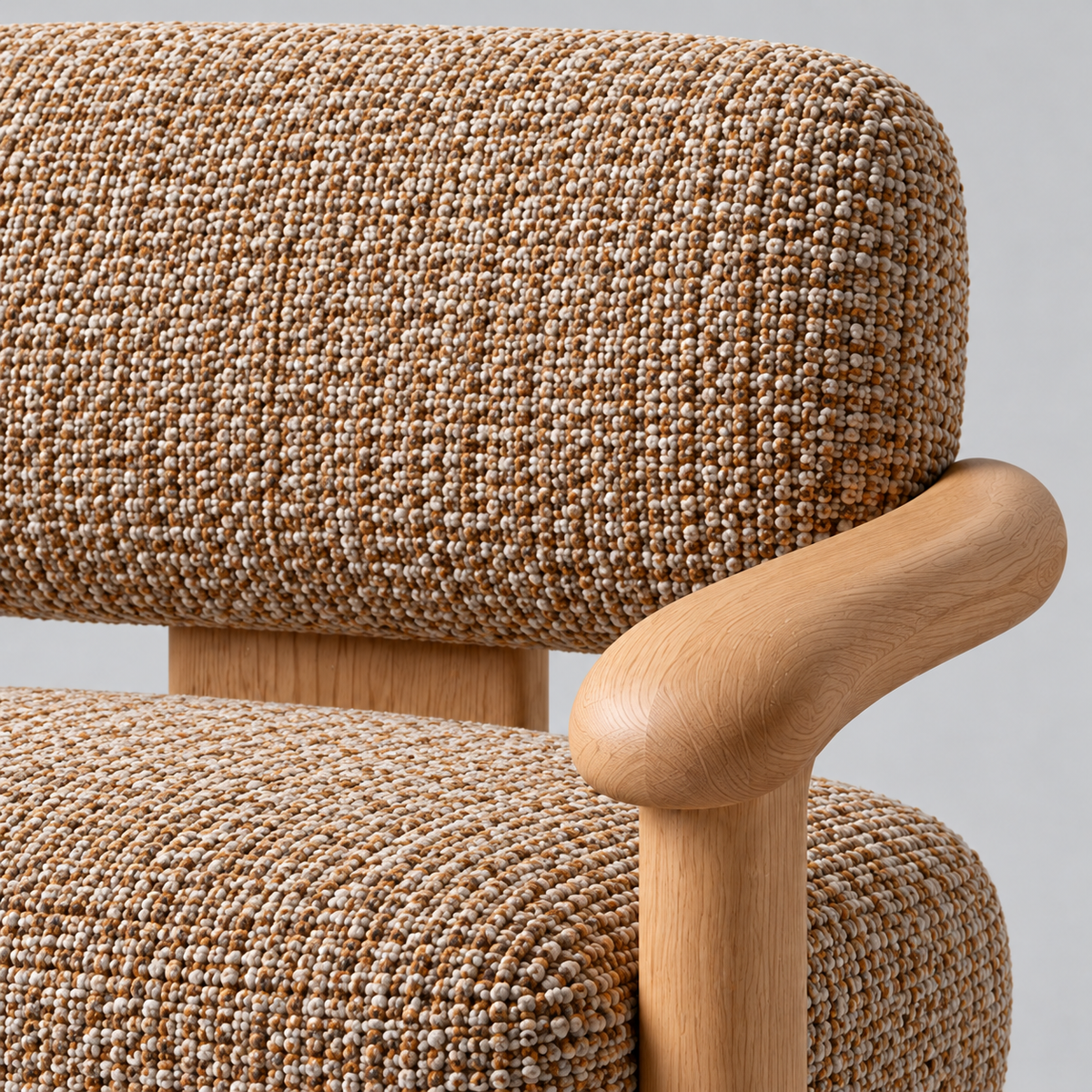 Textured Upholstered Wood Armchair