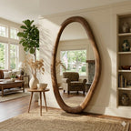 Oval Full Length Mirror – Solid Wood Standing Mirror for Bedroom Decor