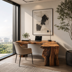 Live Edge L-Shaped Wood Desk – Solid Wood Corner Office Desk with Natural Edge for Home Office Decor