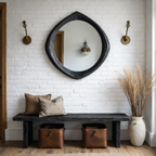 Organic Wooden Wall Mirror – Modern Natural Home Decor Accent