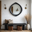 Organic Wooden Wall Mirror – Modern Natural Home Decor Accent