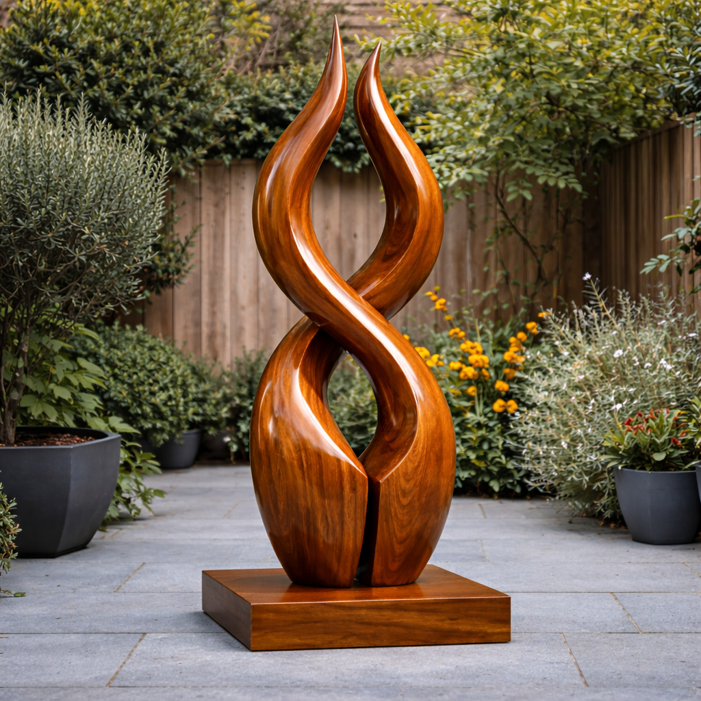 Wooden Outdoor Sculpture – Modern Natural Art Decor