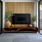 Solid Wood Continuous Wave Media Console – Statement TV Stand