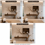 Tree Branch Wood Console Table – Solid Wood Wall Shelf with Cabinet and Sculptural Tree Base