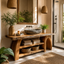 Live Edge Wood Bathroom Vanity – Solid Wood Sink Console with Storage Shelves for Bathroom Decor