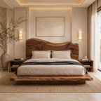Live Edge Bed Frame – Solid Wood Bed with Sculptural Headboard