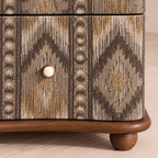 Patterned Two-Drawer Wood Nightstand with Stone Top