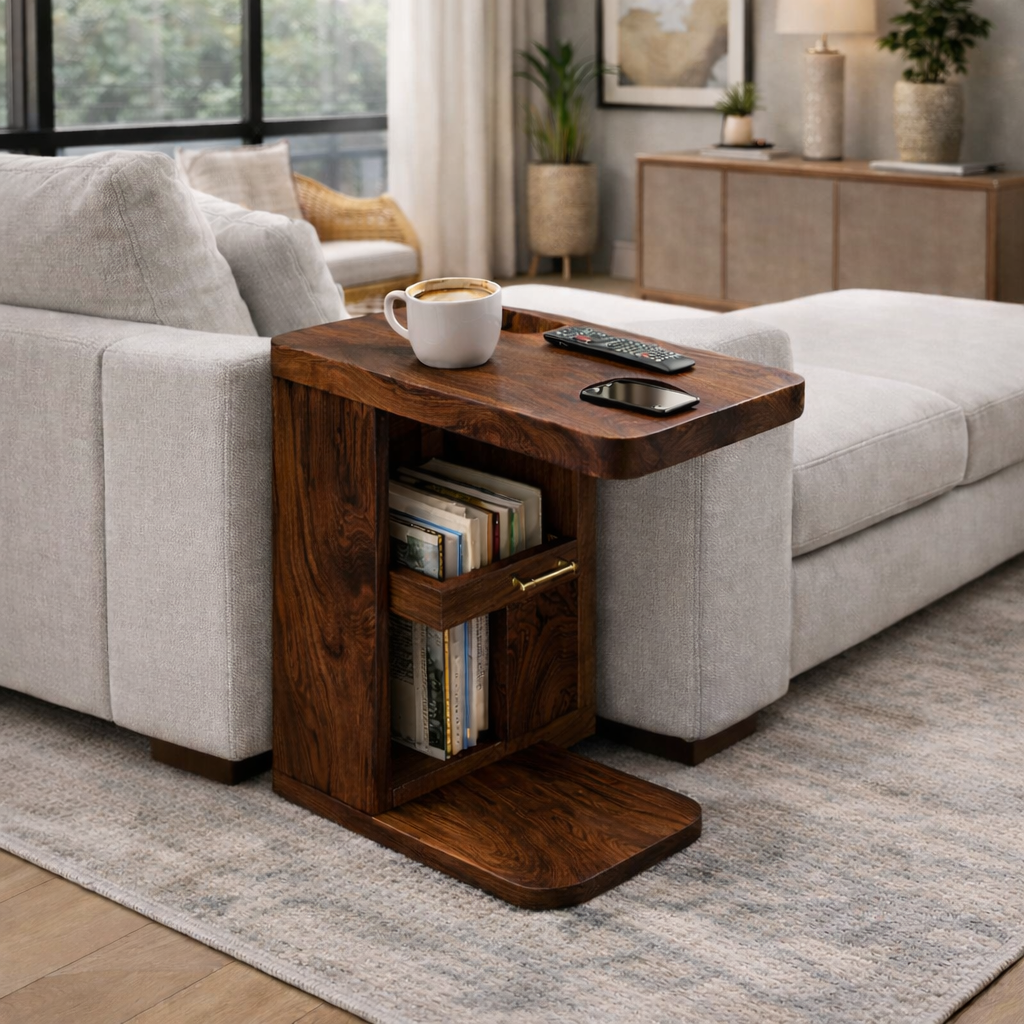 Solid Wood Side Table – Modern Natural Accent Table