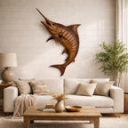 Marlin Wall Art – Solid Wood Decorative Panel for Coastal Home Decor