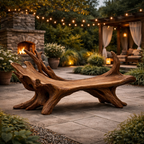 Tree Root Outdoor Bench – Solid Wood Rustic Bench for Patio and Garden Decor