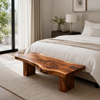 Live Edge Wood Bench – Solid Wood Entryway Bench with Natural Edge for Hallway Decor