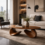 Sculptural Coffee Table Set – Solid Wood Modern Tables for Living Room Decor