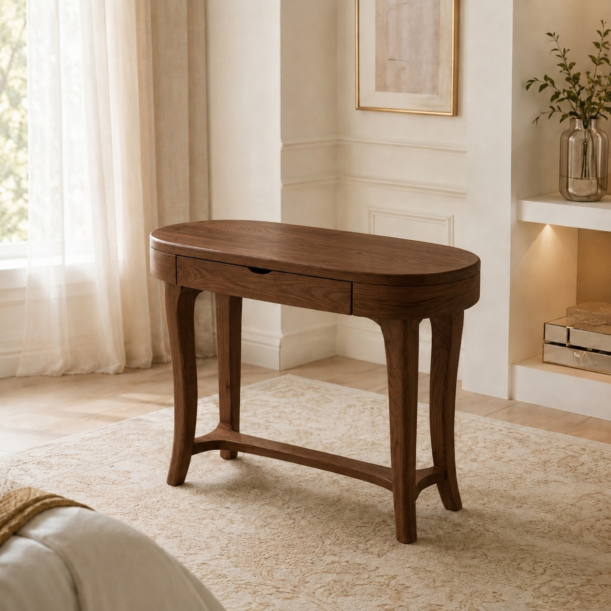 Writing Desk – Solid Wood Desk with Drawer Storage