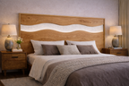Solid Wood Wave Headboard – Sculptural Open Design
