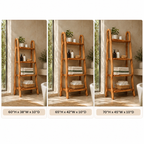 Wood Ladder Bathroom Shelf – Solid Wood Towel Storage Rack for Bathroom Decor