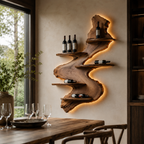 Wall-Mounted Wine Rack – Sculptural Solid Wood Bottle Holder