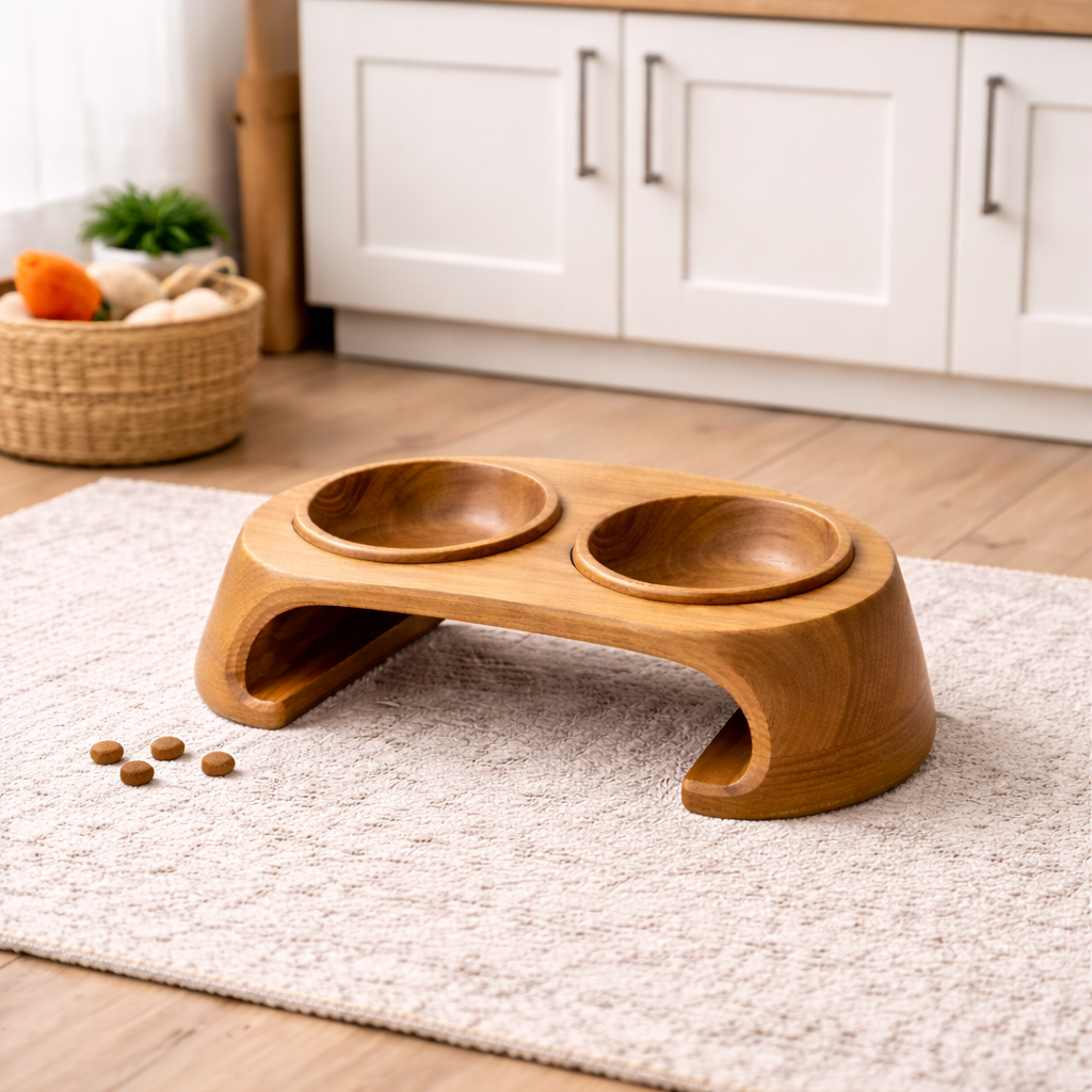 Personalized Wooden Pet Feeding Station – Custom Dog Bowl Stand