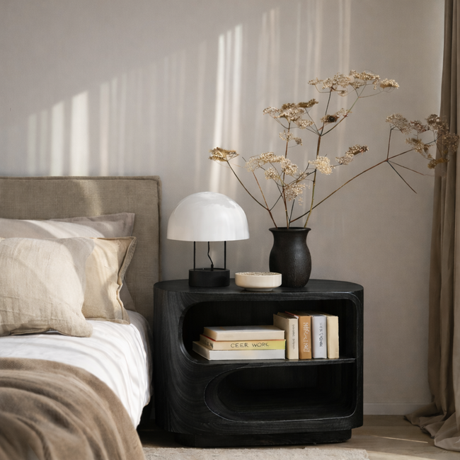 Solid Wood Nightstand – Modern Natural Bedside Table Main Image