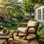 Outdoor Rocking Chair – Solid Wood Lounge Chair with Cushioned Seat