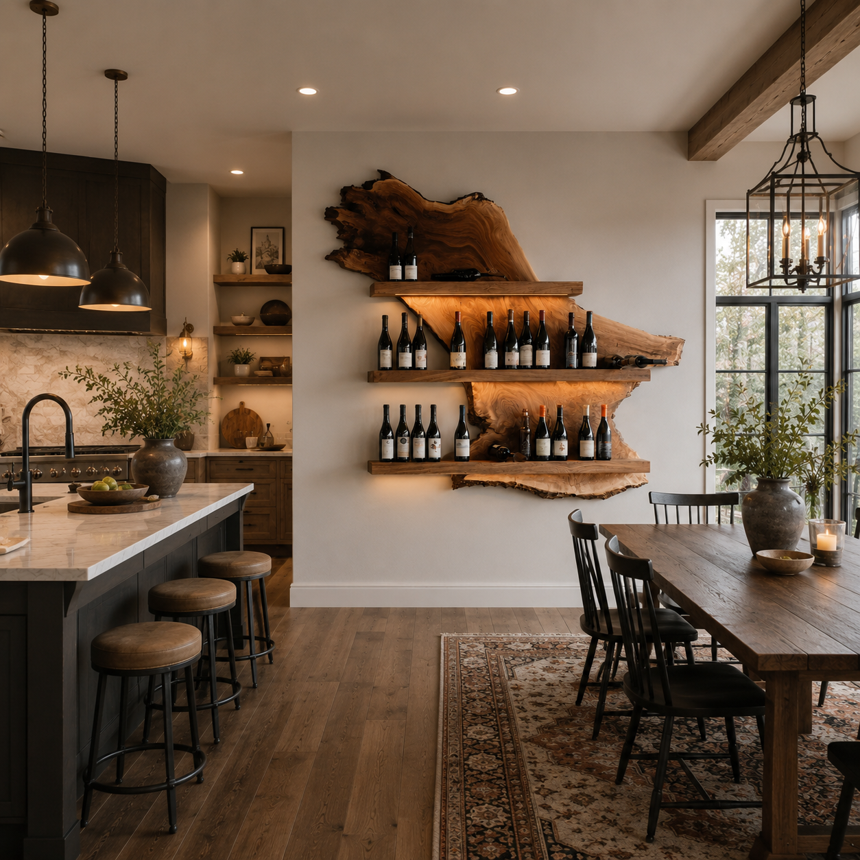 Wall-Mounted Wine Holder – Solid Wood Bottle Rack for Kitchen and Home Bar Decor