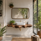 Live Edge Wood Floating Bathroom Vanity – Solid Wood Wall Mounted Sink Console for Bathroom Decor