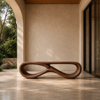 Infinity Bench – Sculptural Solid Wood Bench for Modern Living Room