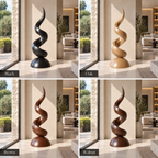 Spiral Flame Wood Floor Sculpture