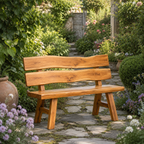 Wood Garden Bench – Solid Wood Outdoor Bench for Patio Decor