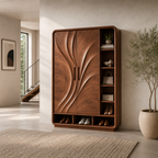 Carved Wood Wardrobe – Solid Wood Storage Cabinet for Bedroom Decor
