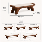 Sculptural Wood Bedroom Bench – Solid Wood End of Bed Bench with Cushion for Bedroom Decor