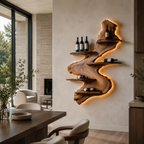 Wall-Mounted Wine Rack – Sculptural Solid Wood Bottle Holder