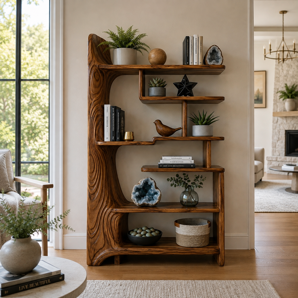 Organic Tree Frame Wood Bookshelf