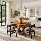 Sculptural Dining Table – Solid Wood Round Table for Dining Room