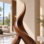 Sculptural Flame Loop Wood Floor Sculpture