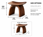 Curved Wood Bathroom Stool – Solid Wood Low Spa Seat for Bathroom Decor