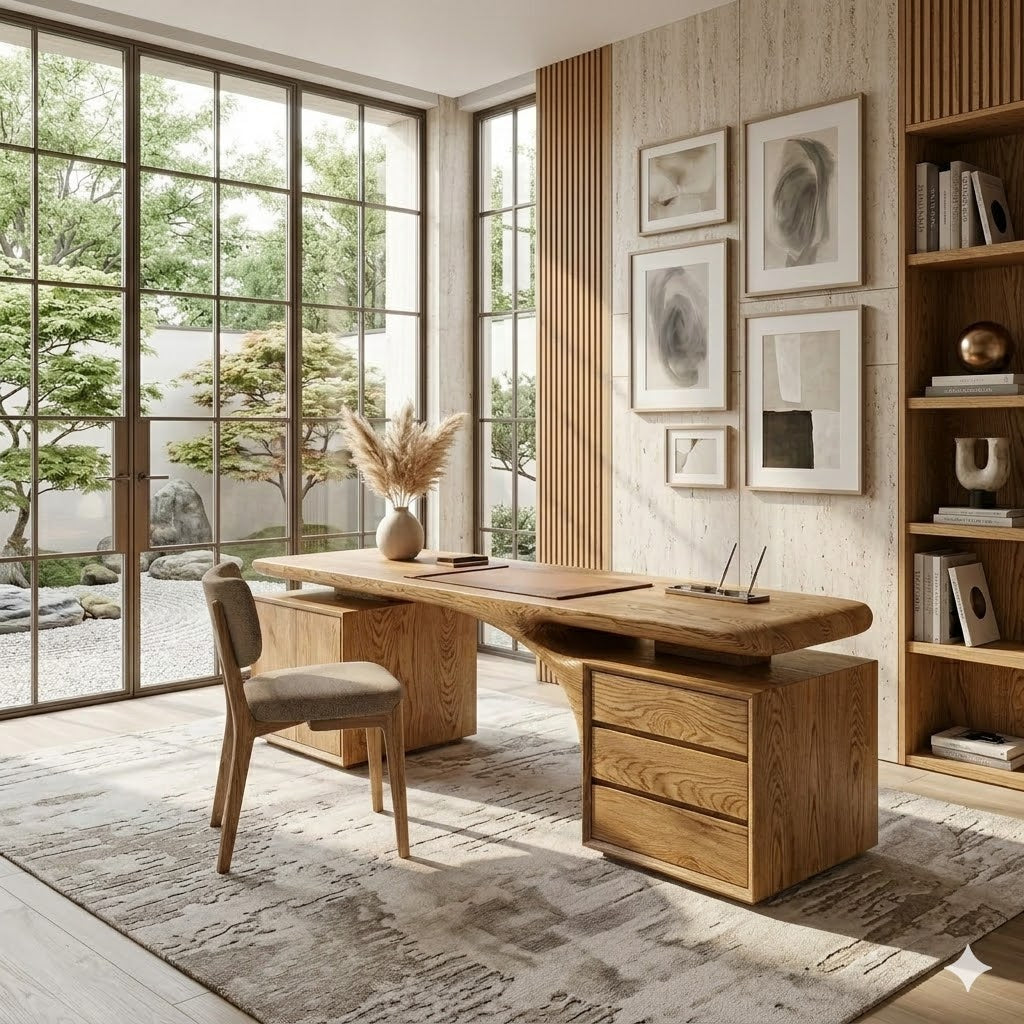 Executive Desk – Solid Wood Desk with Drawer Storage for Home Office