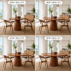 Round Wood Dining Table – Solid Wood Pedestal Table for Dining Room Decor