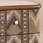 Patterned Two-Drawer Wood Nightstand with Stone Top