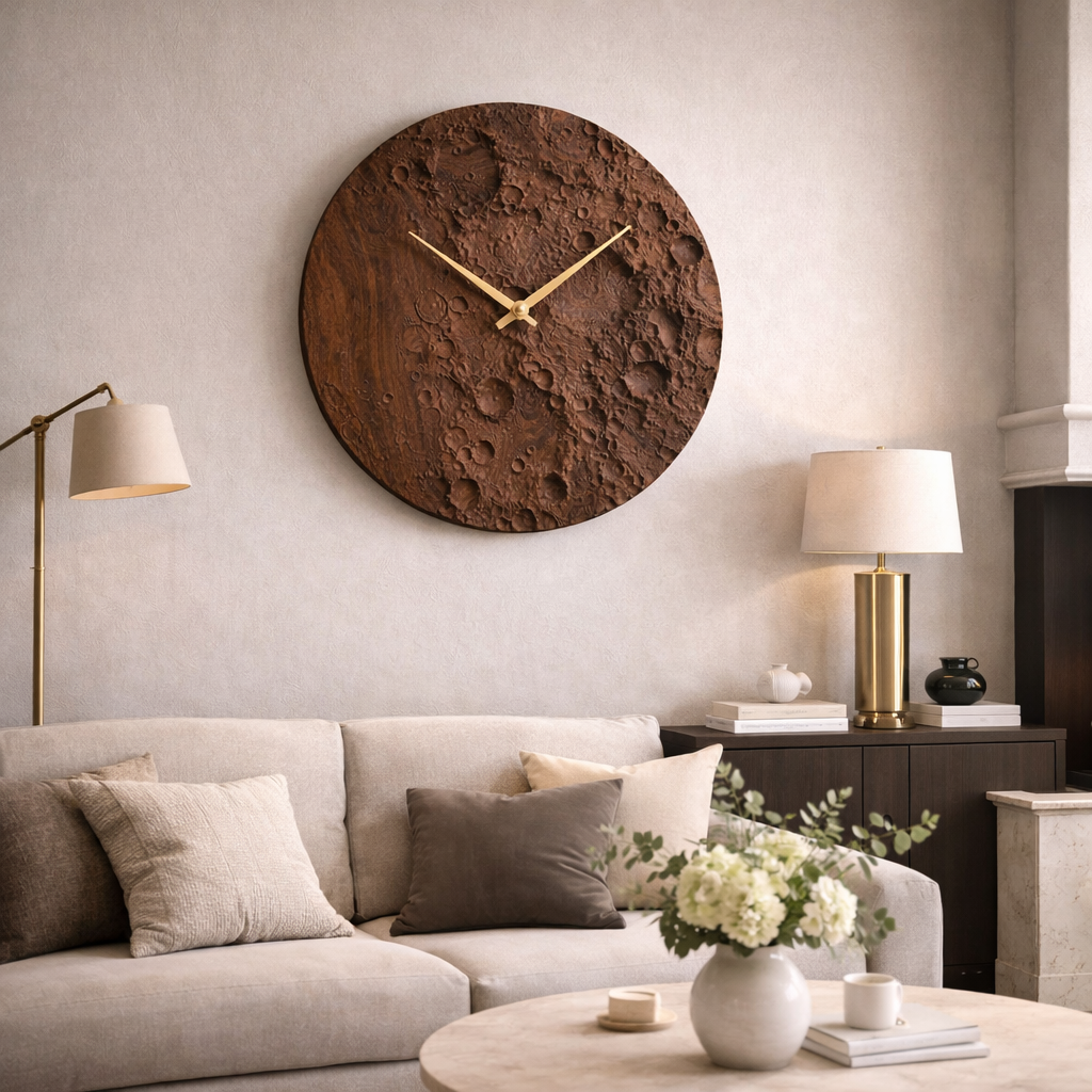 Handcrafted Solid Wood Wall Clock – Natural Grain Round Design