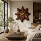 Flower Wood Wall Clock – Solid Wood Decorative Clock for Living Room Decor