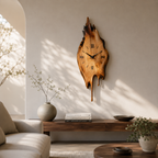 Live Edge Wood Wall Clock – Solid Wood Rustic Decorative Clock for Living Room Decor