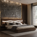 Solid Wood Wave Headboard – Sculptural Open Design