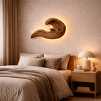 Wave-Inspired Solid Wood Wall Lamp – Artistic Ambient Lighting