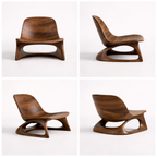 Curved Solid Wood Lounge Chair with Upholstered Seat – Modern Accent Chair