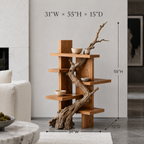 Branch Wood Display Shelf – Solid Wood Standing Shelf with Natural Driftwood Accent
