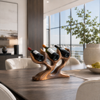 Branch Wood Wine Rack – Solid Wood 3 Bottle Display Stand for Dining Room Decor