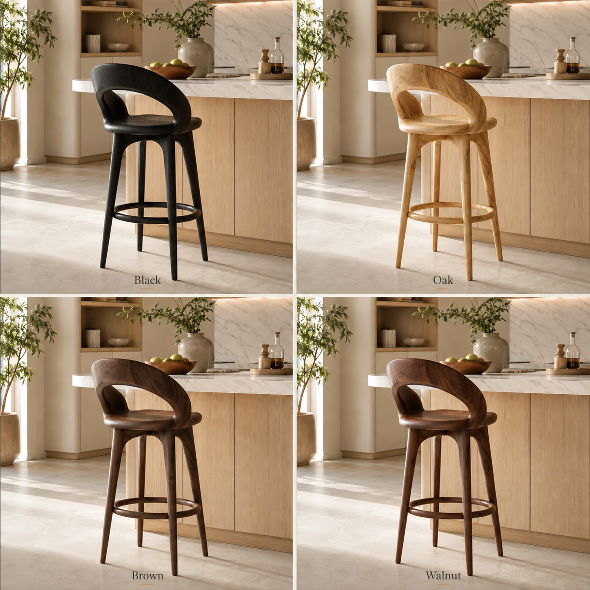 Wooden Bar Stool – Solid Wood Counter Chair for Kitchen Island