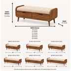 Wood Storage Bench with Cushion – Solid Wood Entryway Bench with Drawers for Home Decor